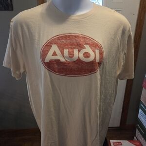 Audi Women's Cream and Red Short Sleeve Tee